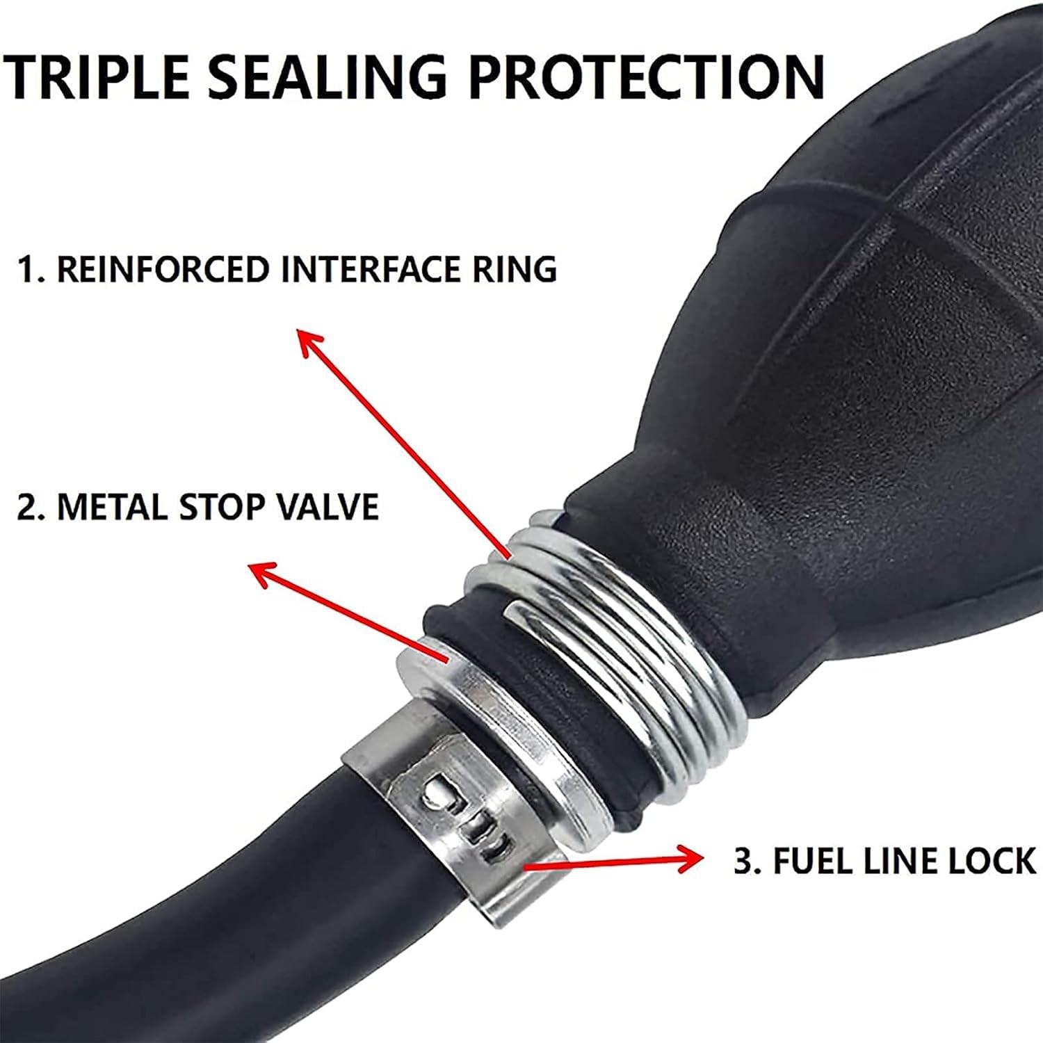 Marine Fuel Line 3/8 Inch 6FT with Primer Bulb Steel Hose Clamps, Universal 3/8″