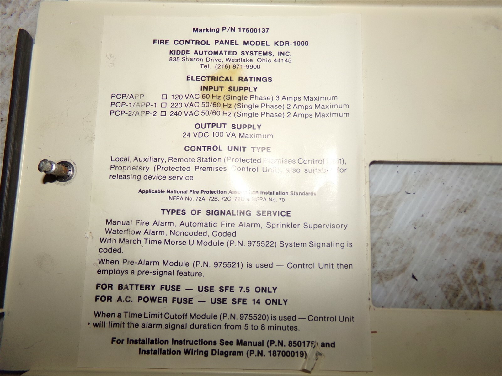 Kidde KDR-100 Fire Alarm Cover Panel 17600138 850175 *FREE SHIPPING*