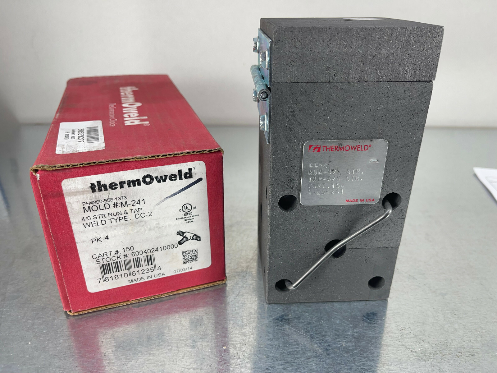 Thermoweld M-241 Mold 4/0 Straight Run & Tap Graphite