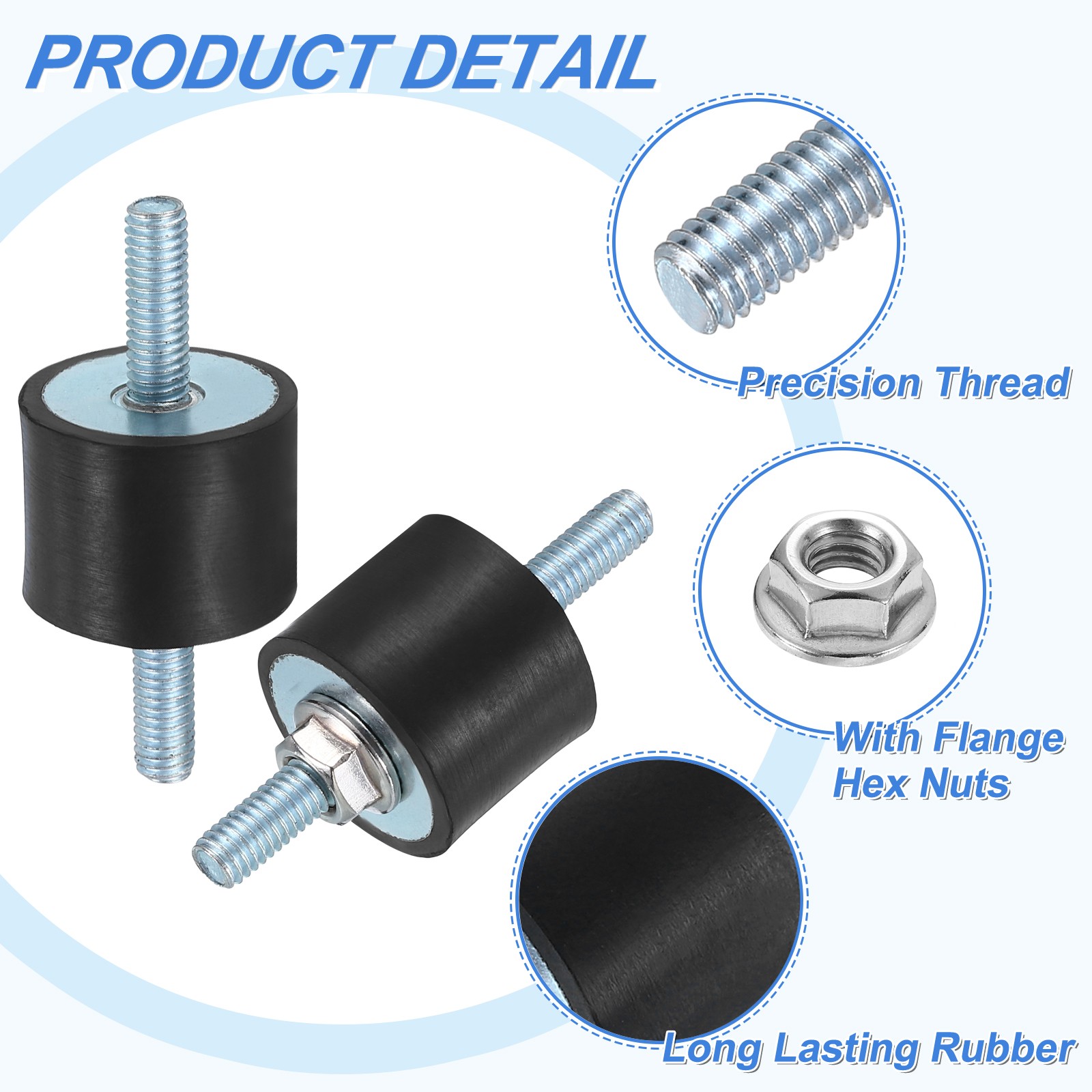 2Pcs M6 x 18mm Rubber Mounts 20 x 25mm Rubber Vibration Isolator with Nuts