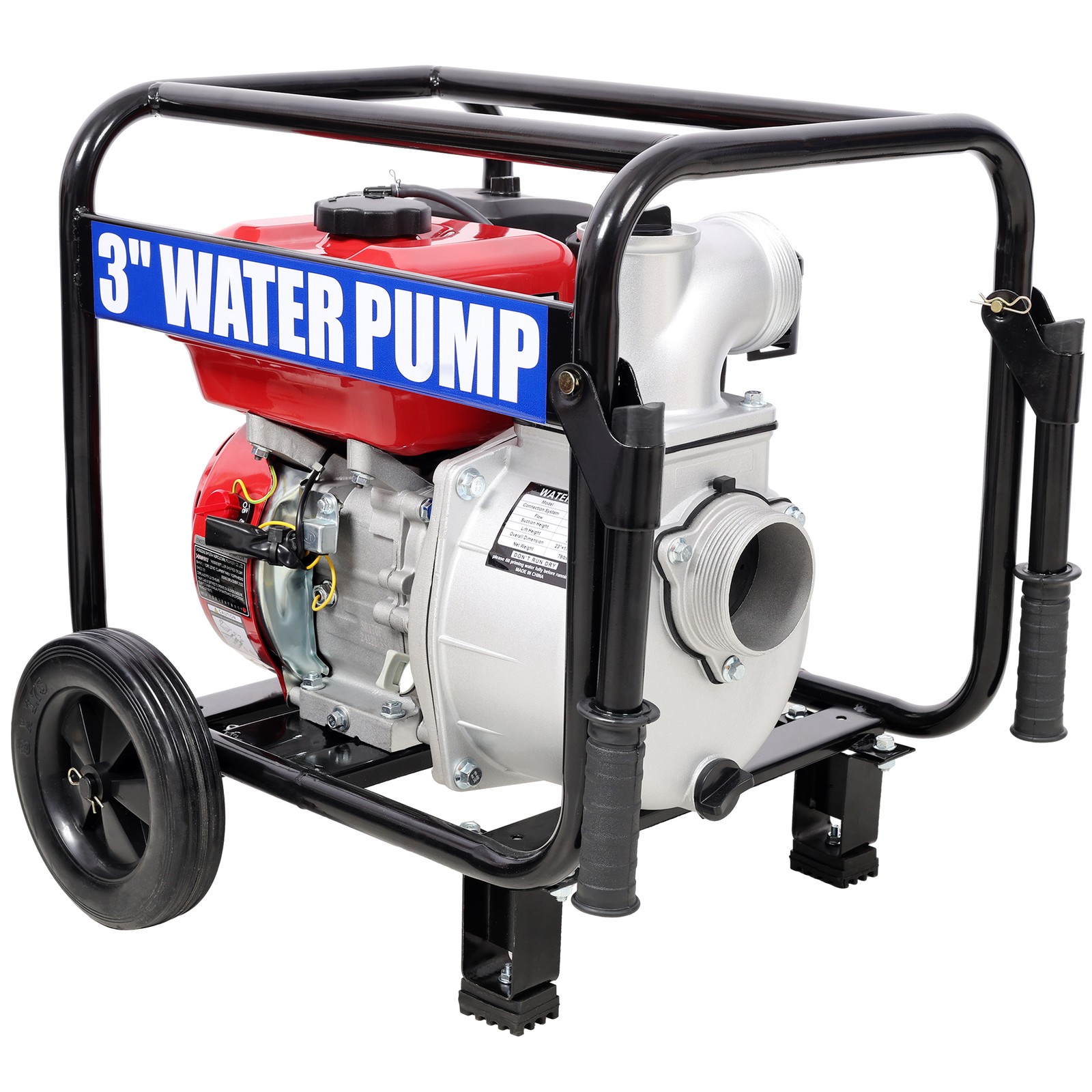 3 Inch Gas Engine Water Pump 7HP 212CC 264GPM with Hose Wheels