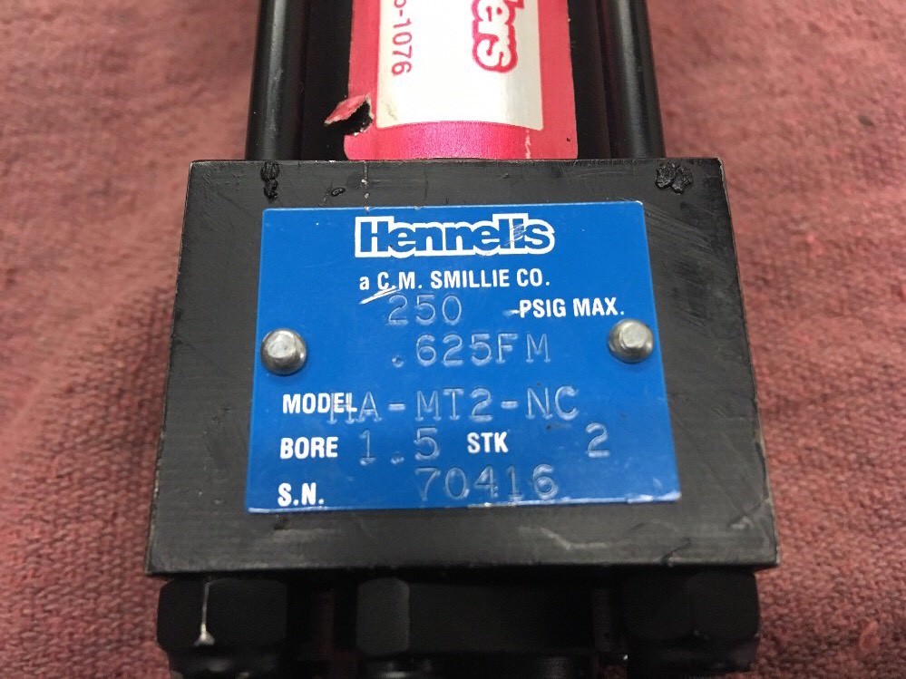 HENNELLS HA-MT2-NC PNEUMATIC CYLINDER 1.5″ BORE 2 STROKE 250 psi NEW USA