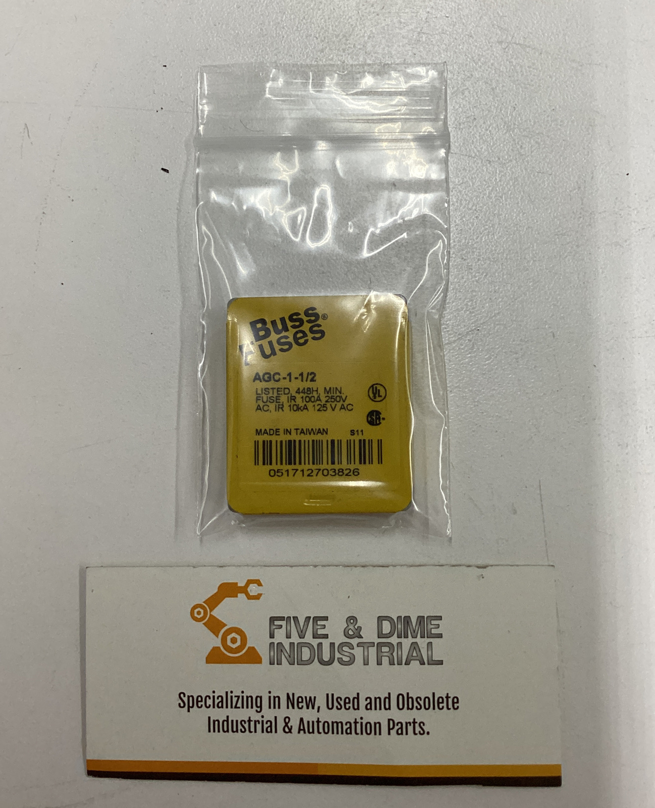 Buss Bussmann AGC-1-1/2 Fuses Box of 5