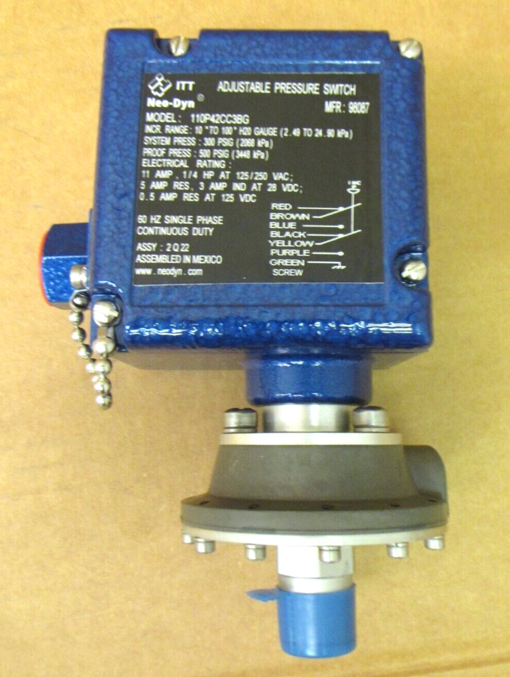ITT Neo-Dyn 110P42CC3BG Adjustable Pressure Switch 49597HI