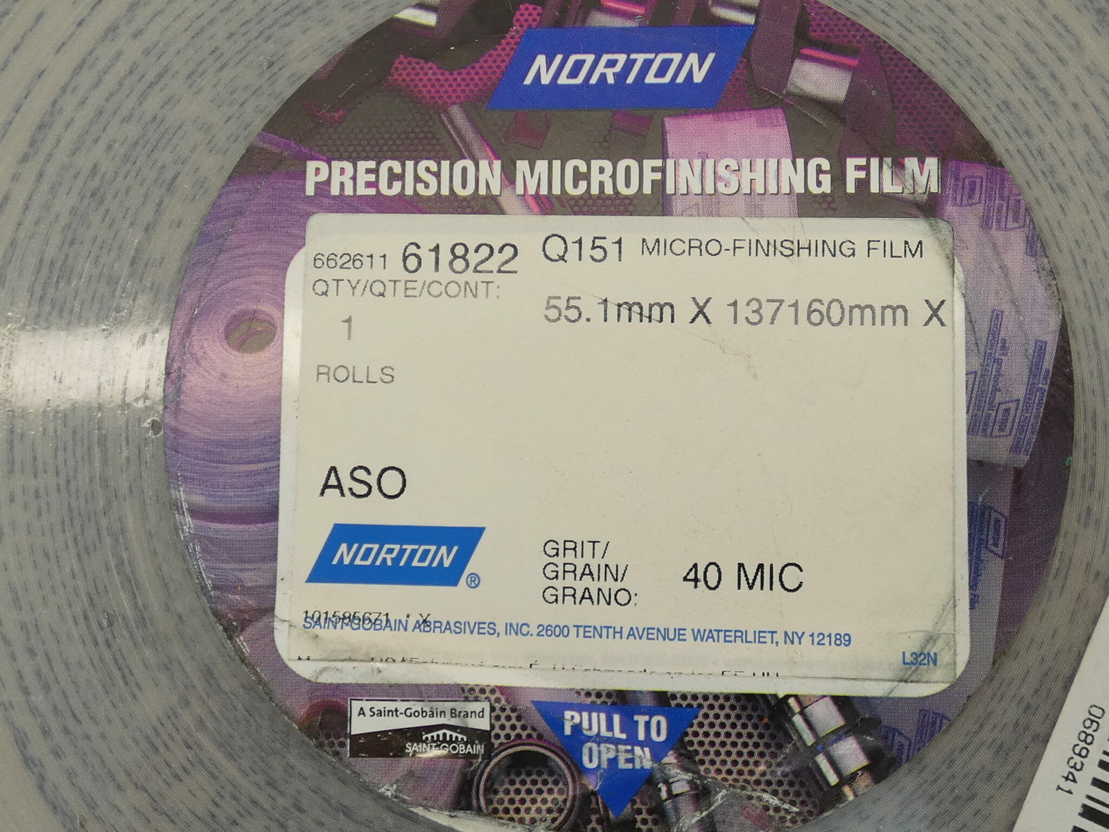 Norton Q151 662611 61822 Micro-Finishing Film, 2.17″ x 450′ x 3″ – NEW Surplus!