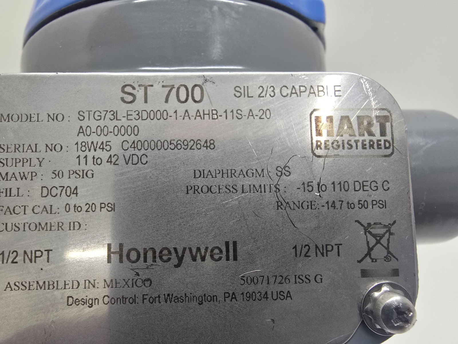 NOS! HONEYWELL ST700 TRANSMITTER STG73L-E3D000-1-A-AHB-11S-A-20-A0-00-0000