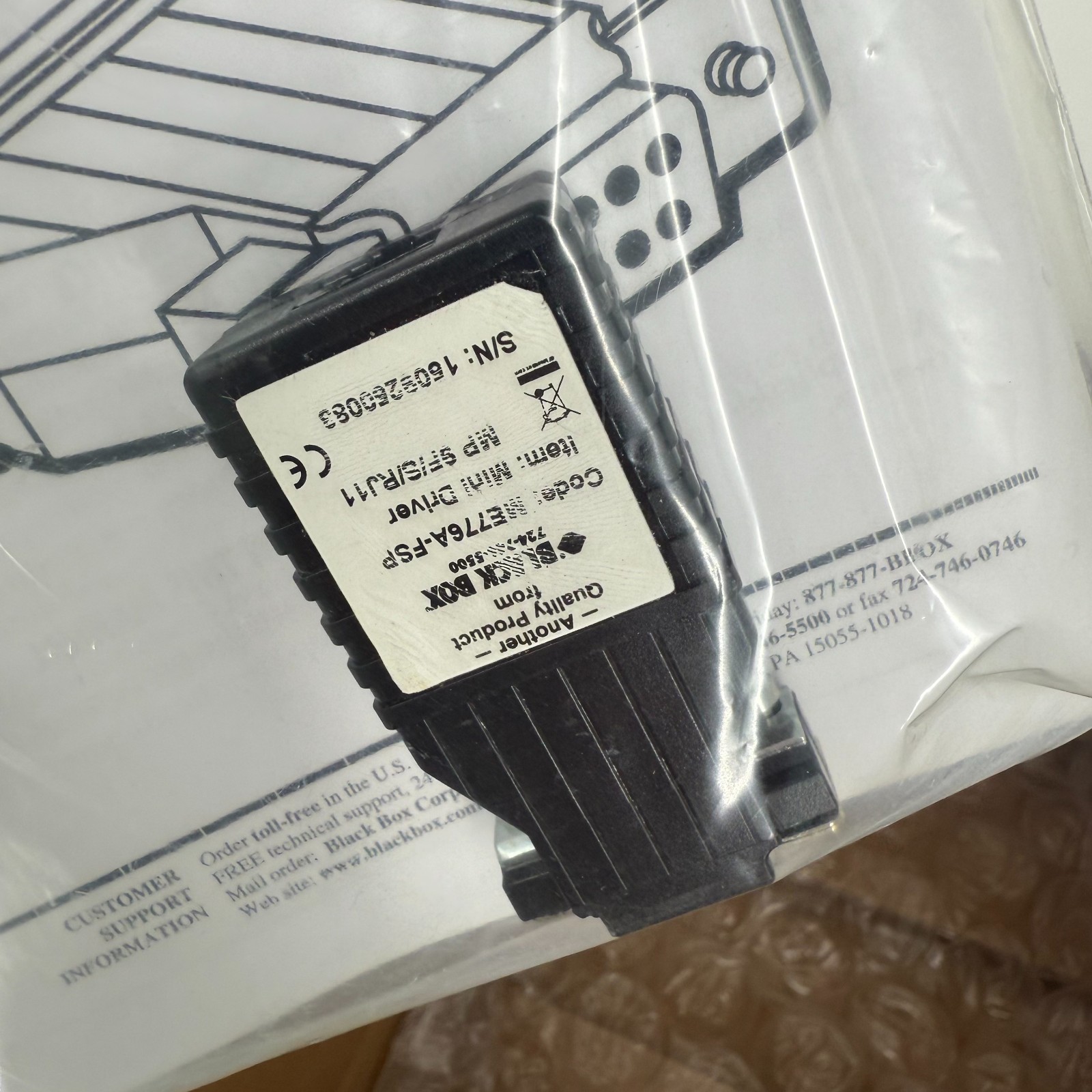Black Box ME777A-FSP Mini Driver MP9 RS-232 Extender RJ-11/DB9 FEMALE
