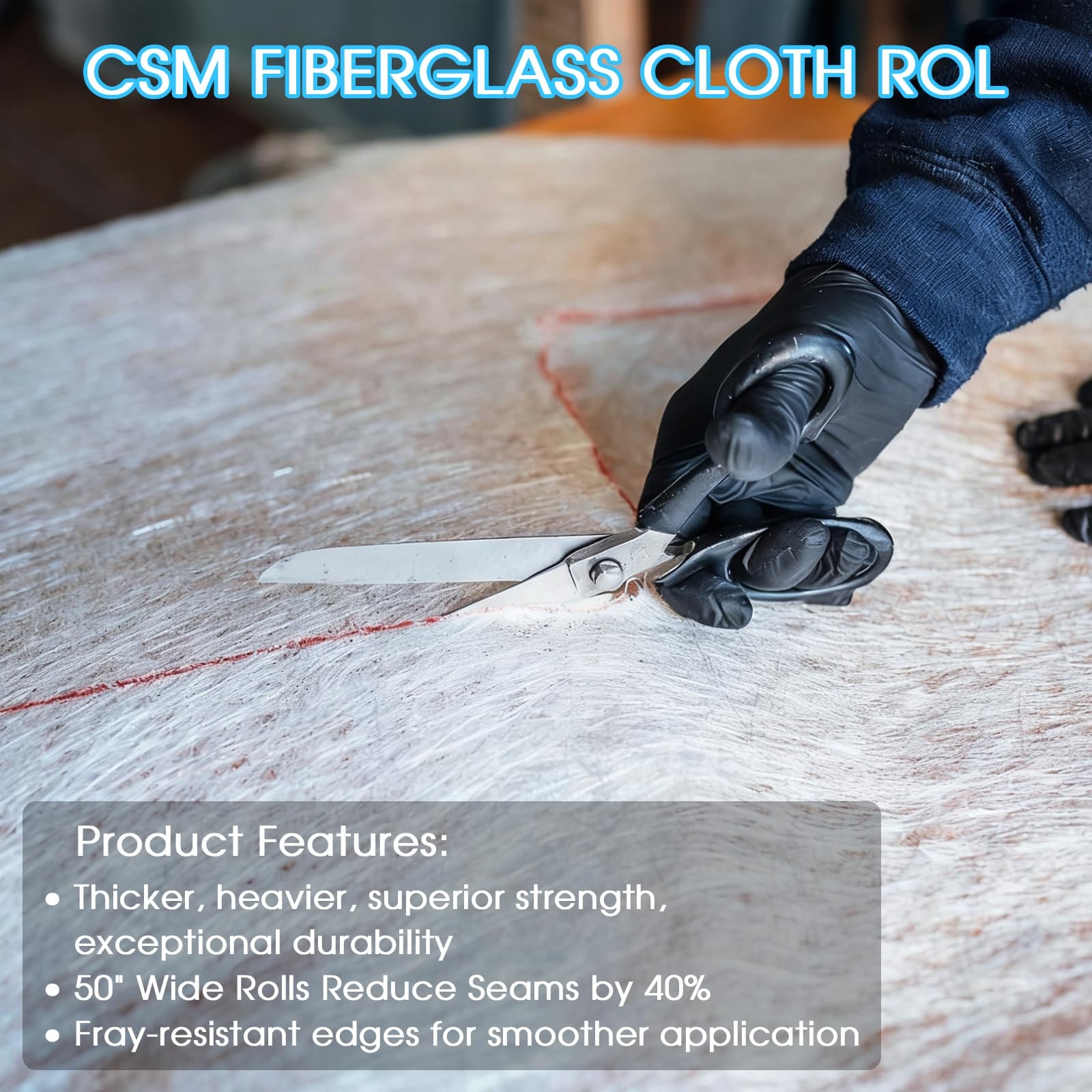 Fiberglass Chopped Strand Mat Roll 50″ x 30ft, 1.5 oz CSM Fiberglass Cloth Ro…