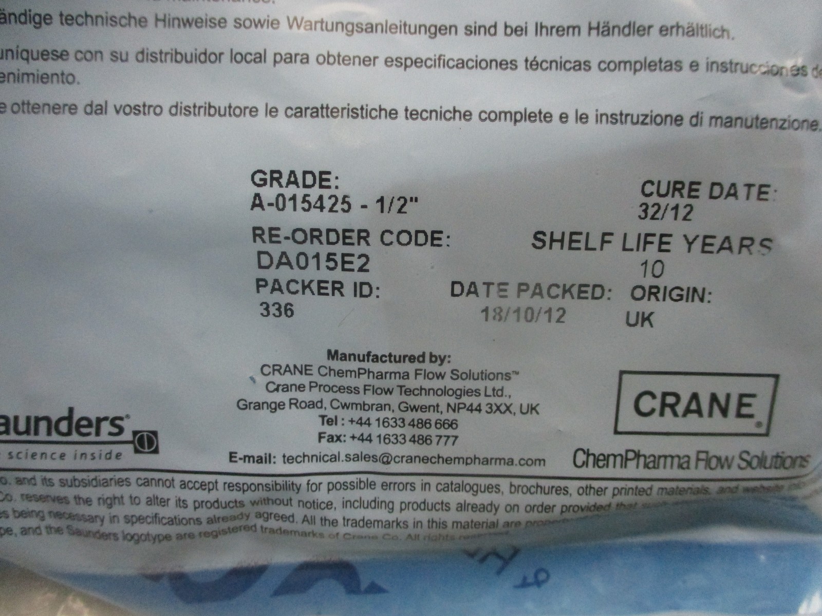 SAUNDERS A-015425-1/2″ M02320 DIAPHRAGM LOT OF 3 NSMP
