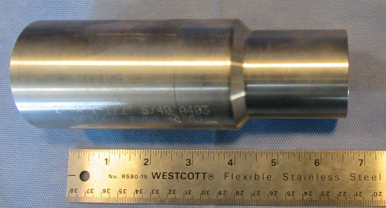 New 2 x 1-1/2″ Concentric Swage Stainless Steel 316L SCH 40 Plain Both Ends PBE