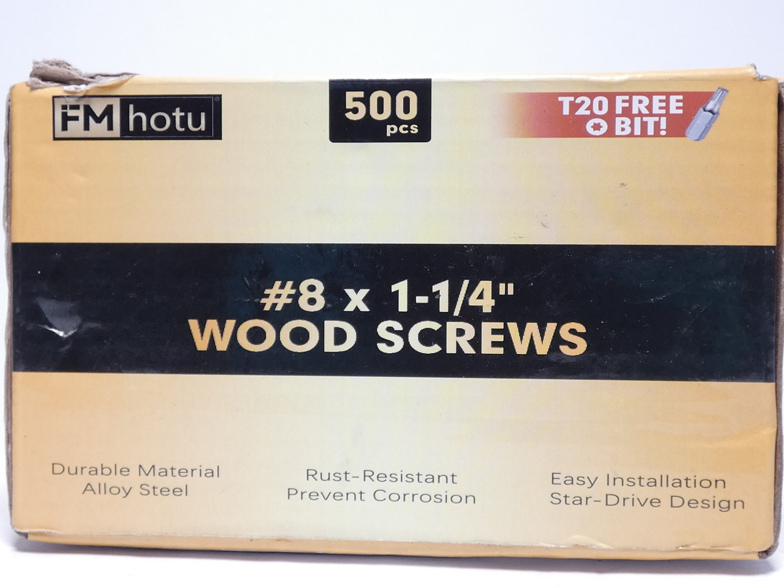 *Box of 500* FM hotu X004JR4TFX Heavy-Duty Wood Screws 8 x 1-1/4″ – NEW Surplus!