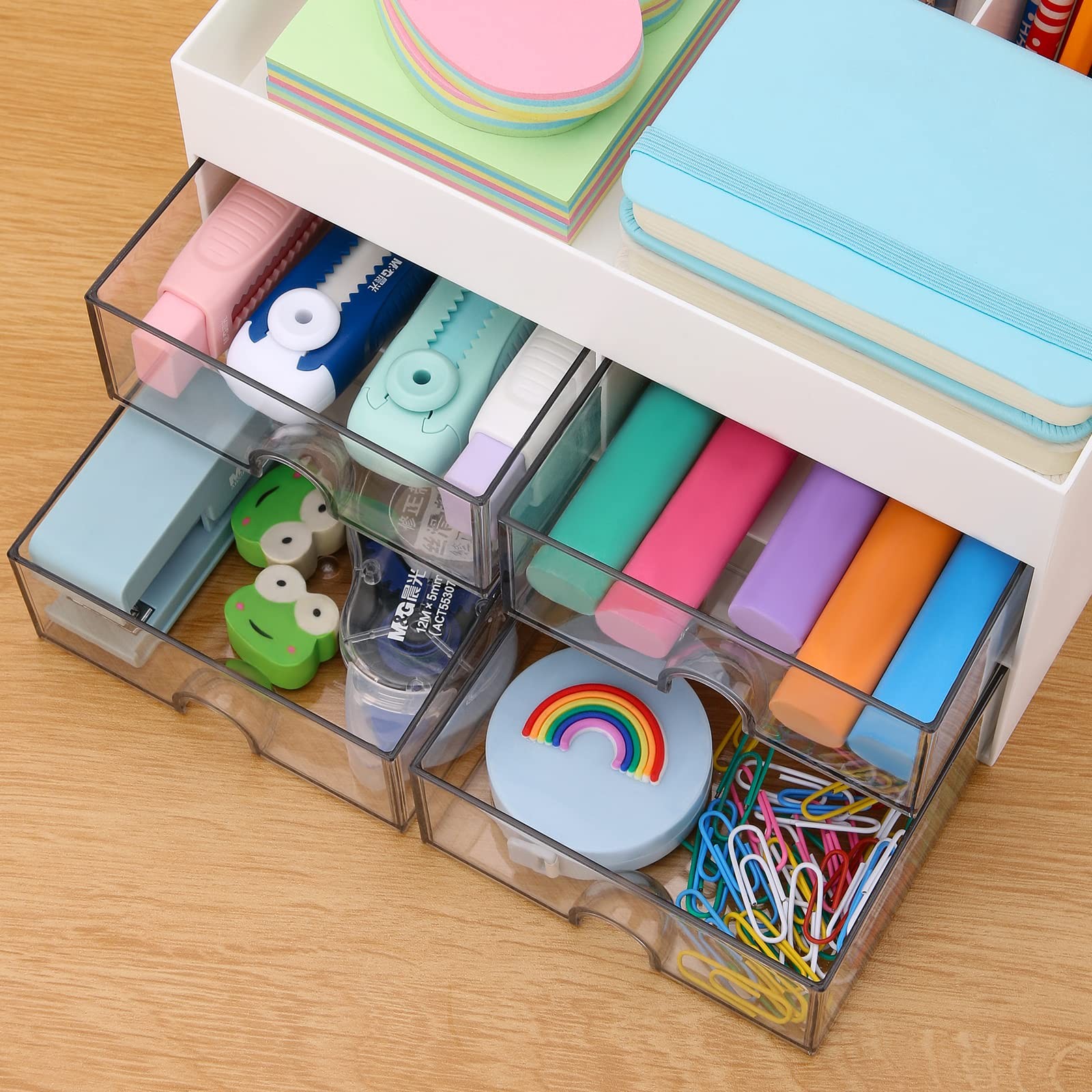 LETURE Desktop Organizer with Drawer, Accessories Stationary White