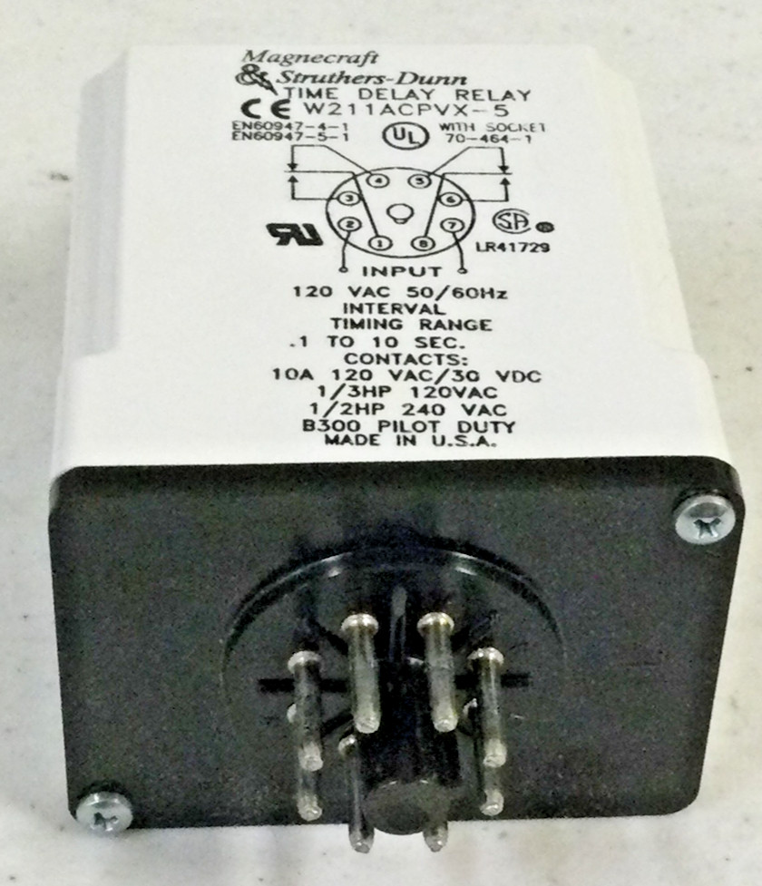 NEW, MAGNECRAFT W211ACPVX-5 120VAC TIME DELAY RELAY, FREE SHIPPING