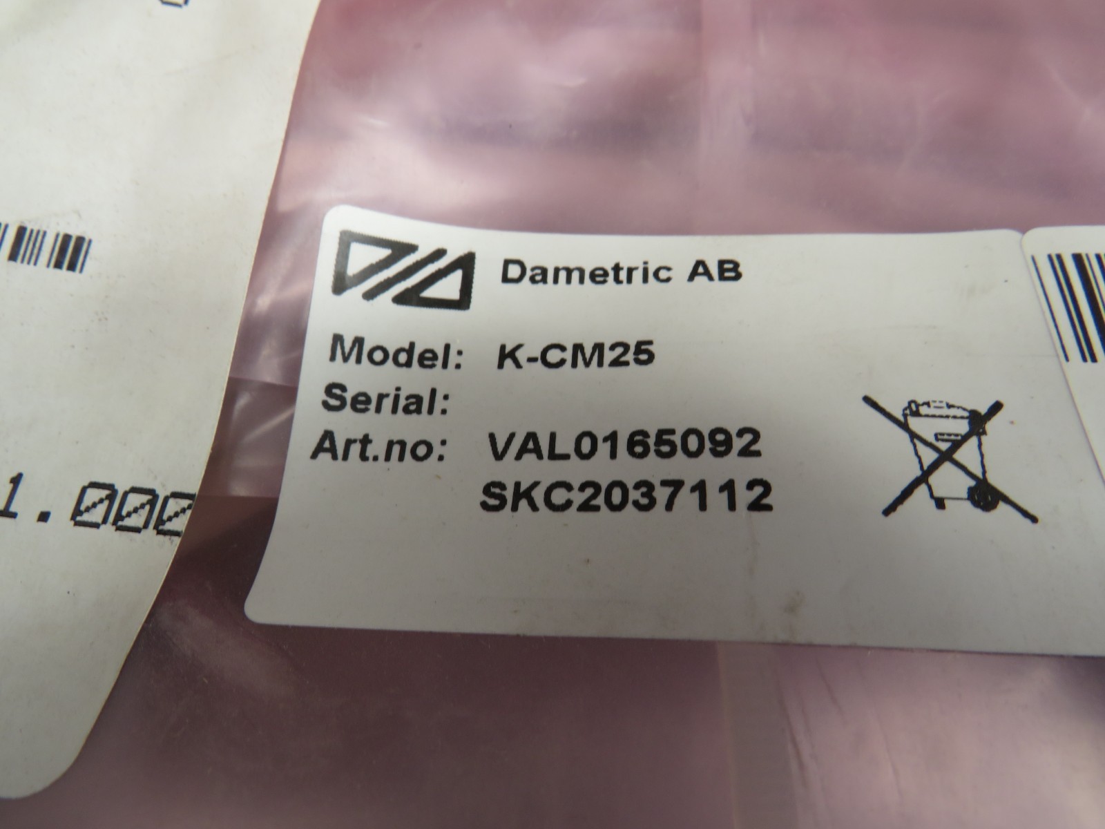 Dametric AB K-CM25 Cable Assy. VAL0165092