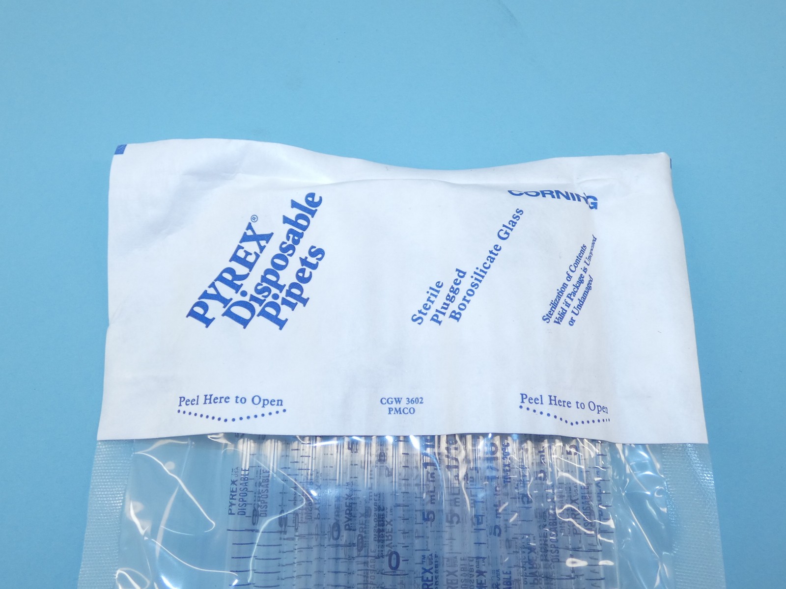 *Lot of 25* Corning Pyrex Glass Plugged Disposable Serological Pipets 5mL in …