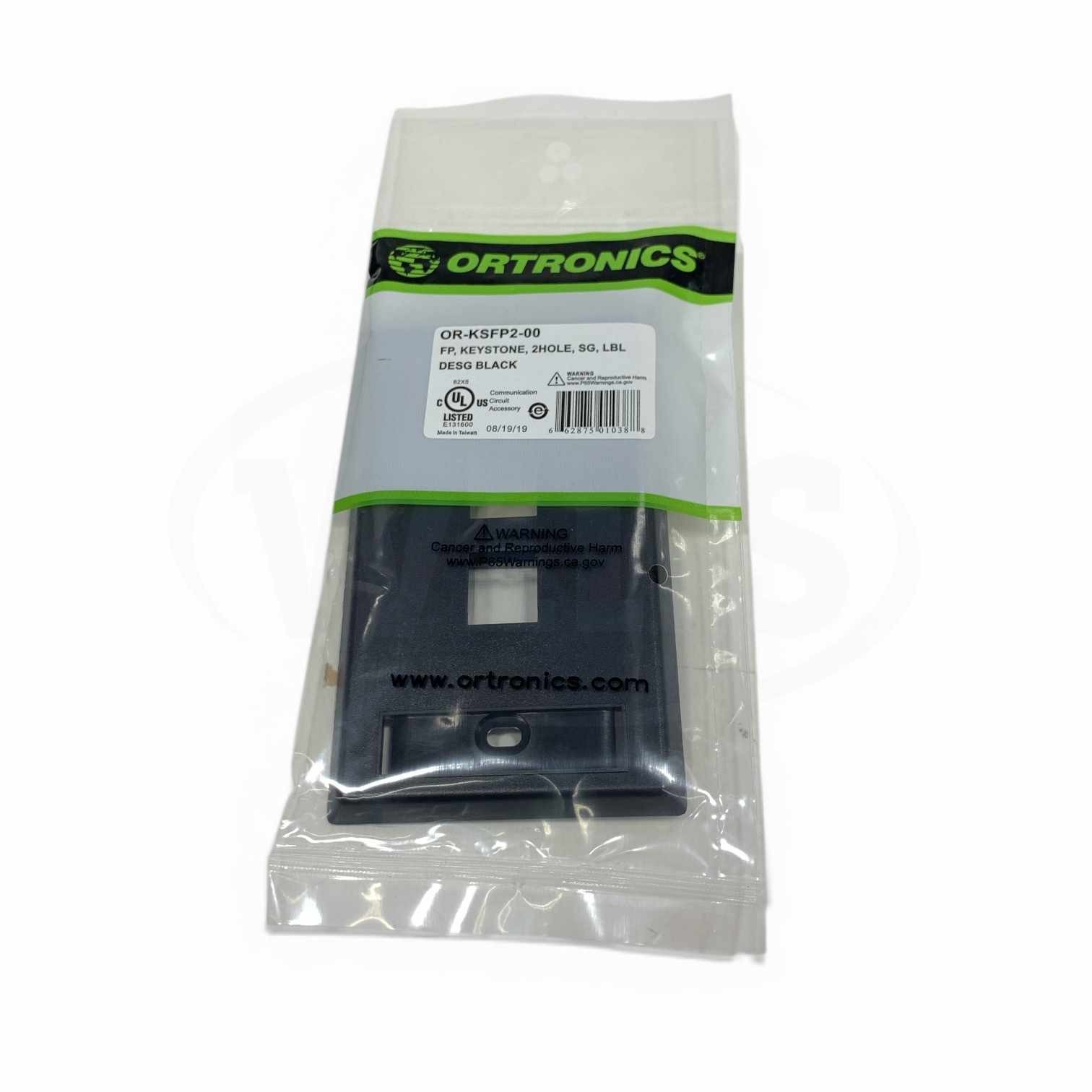 OR-KSFP2-00 Ortronics Keystone 2 Hole Black Faceplate