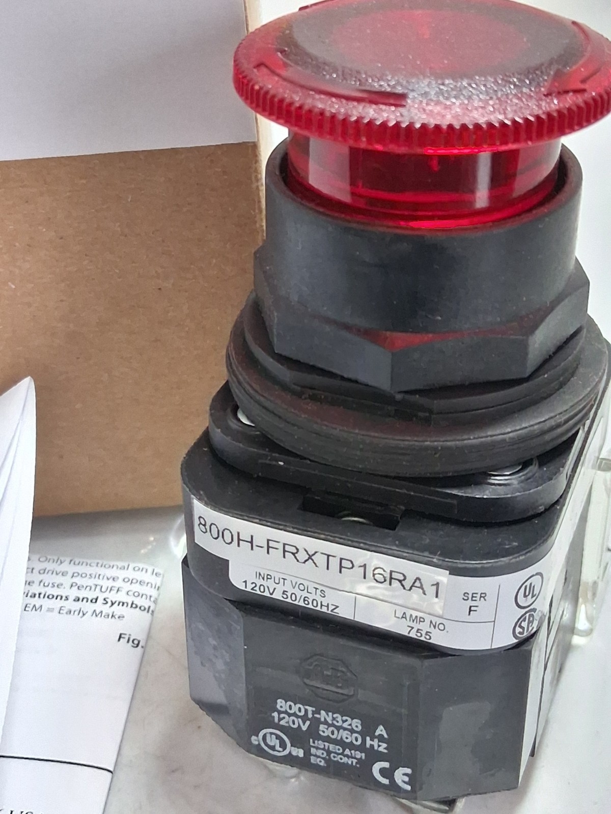ALLEN BRADLEY 800H-FRXTP16RA1 PUSH PULL TWIST 2 POS ILL RED 1NO/1NCLB SER F NIB