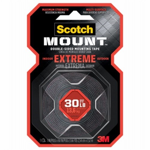 3M Scotch-Mount Double Sided 1 in. W X 60 in. L Mounting Tape Black (Pack of 6)
