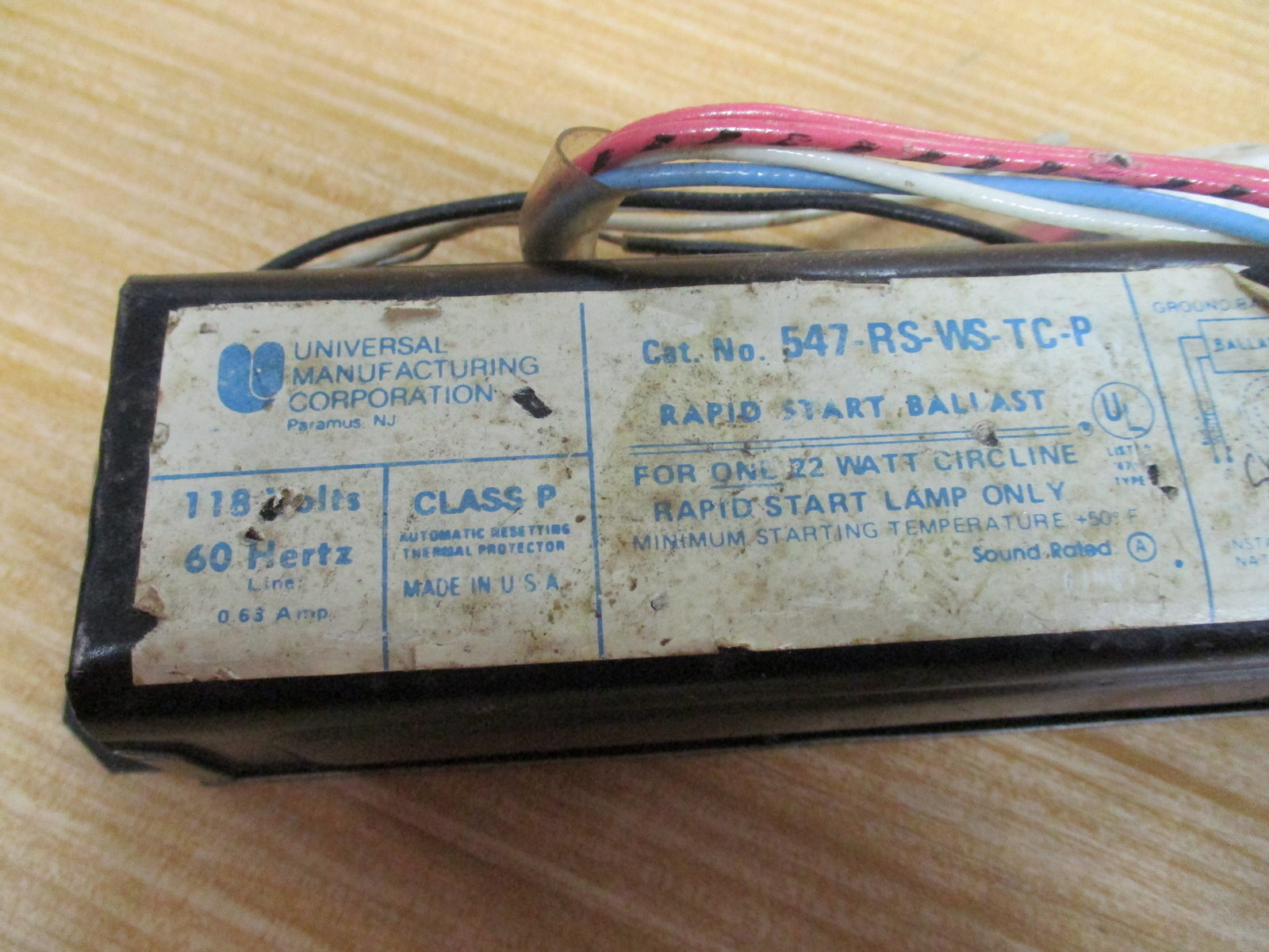 Universal Manufacturing 547-RS-WS-TC-P Ballast 547RSWSTCP
