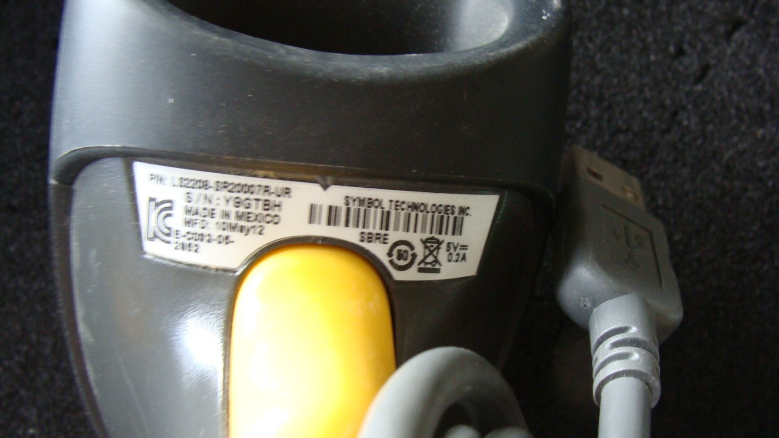 2 Symbol Bar Code Reader p/n LS2208-SR20007R-UR. Made in Mexico.