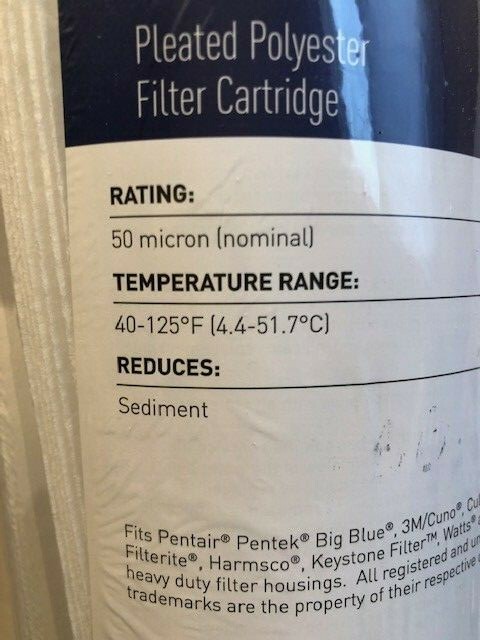 Pentair Pentek R50-BB Pleated Polyester Water Filter Cartridge
