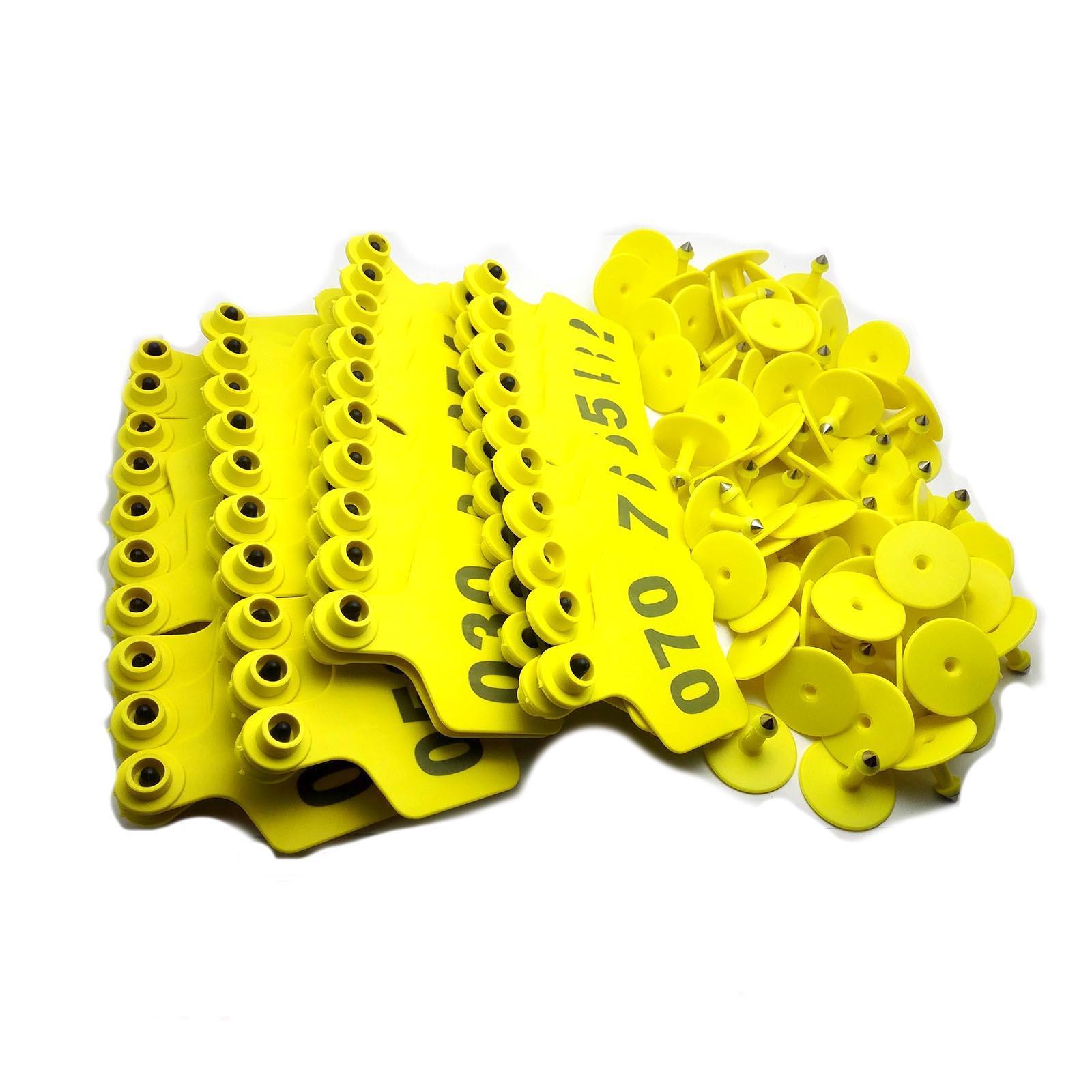 US Stock 100x Yellow 001-100 Number Plastic Livestock Ear Tag 3″ x 2.4″ For Cow