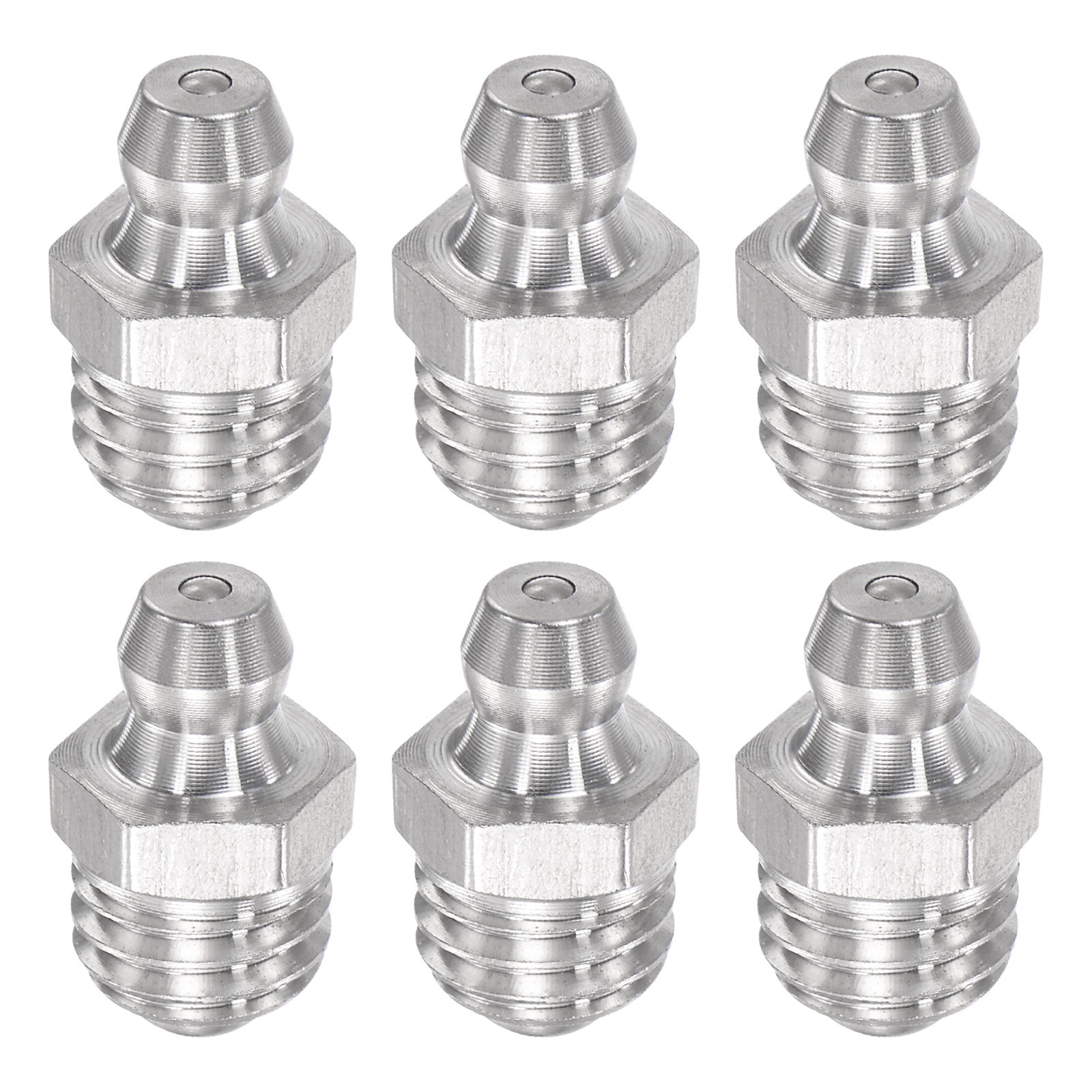 6Pack Metric Stainless Steel Straight Hydraulic Grease Fitting M10x1.5mm Thread