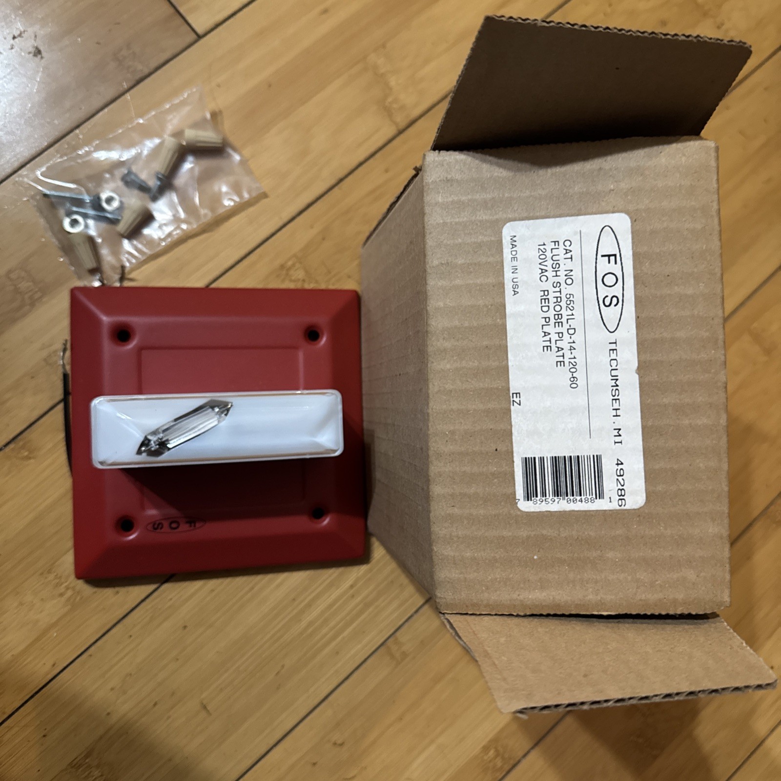 120VAC .096A FOS SIGNALING HORN STROBE FLUSH MOUNT Red Plate 5521D-D-14-120-60