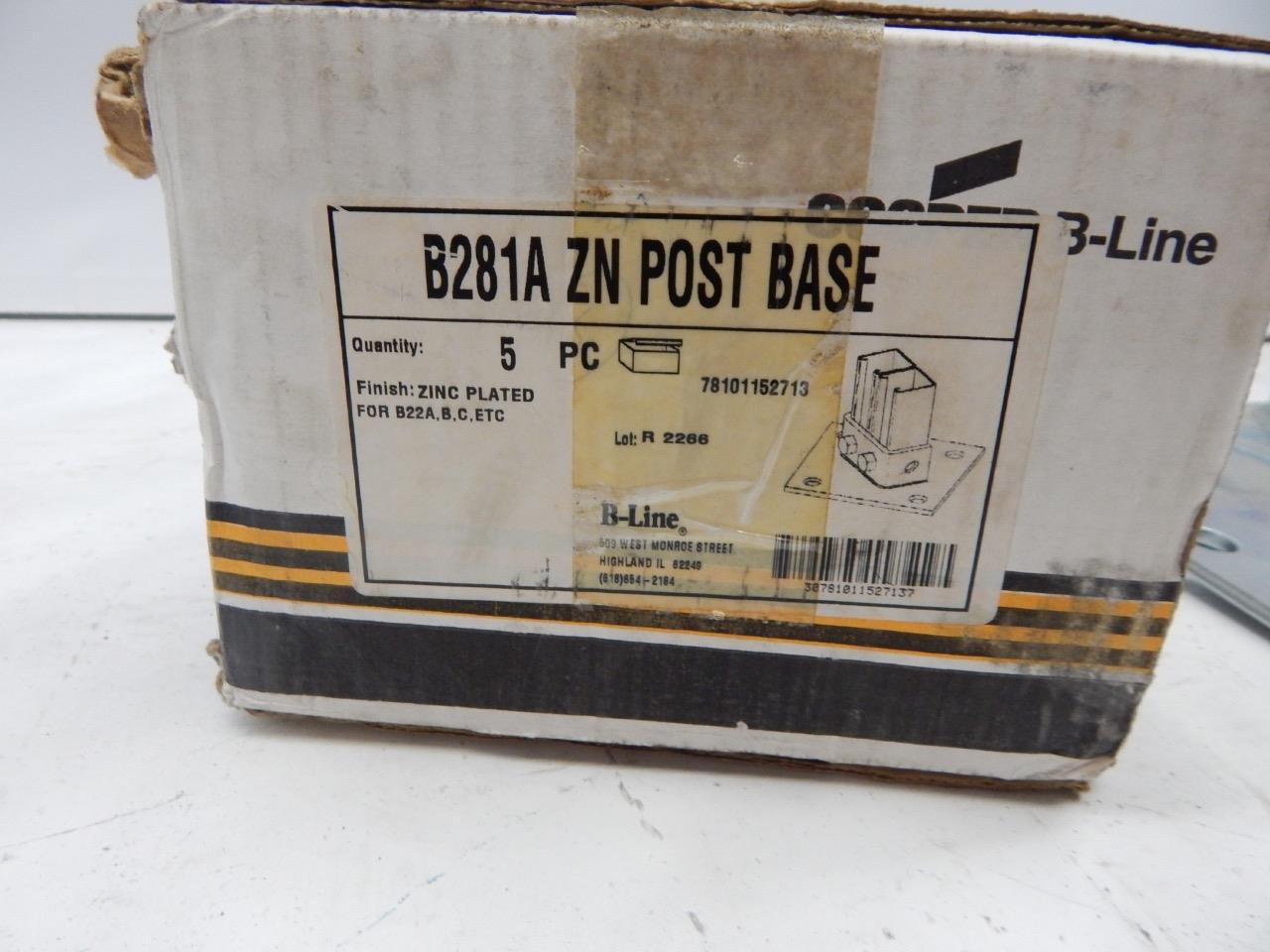Cooper B-Line B281A-ZN Post Base; ASTM A907 Steel, Electro-Plated Zinc
