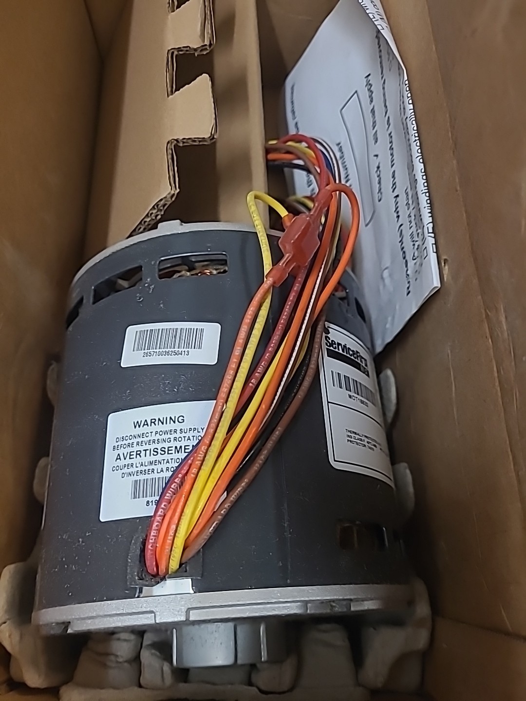 Trane MOT18832 265V 1/2HP 1100 RPM 4 SPDMotor