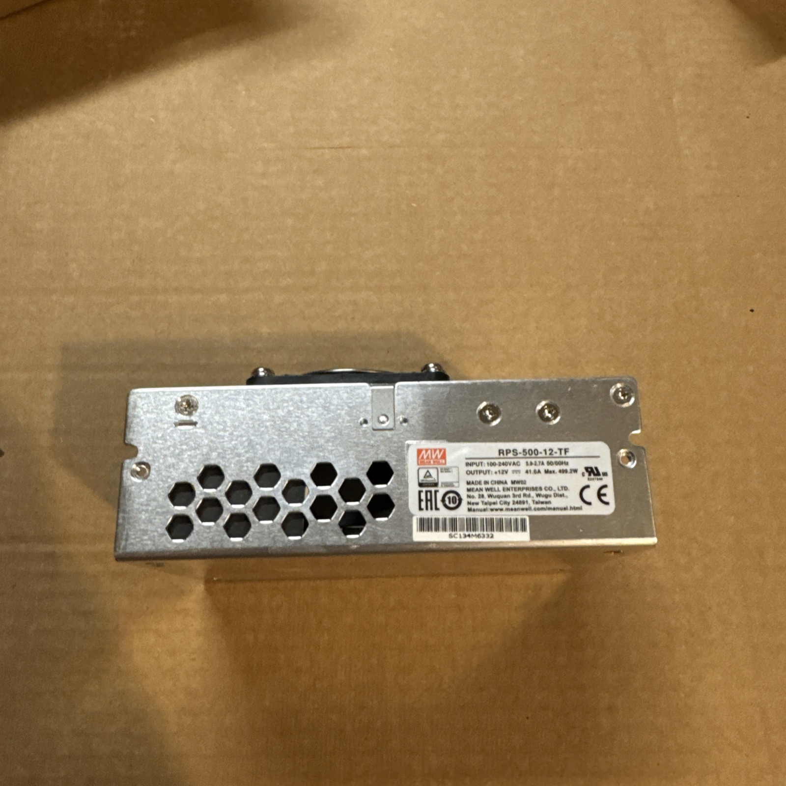 Mean Well RPS-500-12-TF 500W Power Supply – 12VDC Outout – Input 100-240VAC
