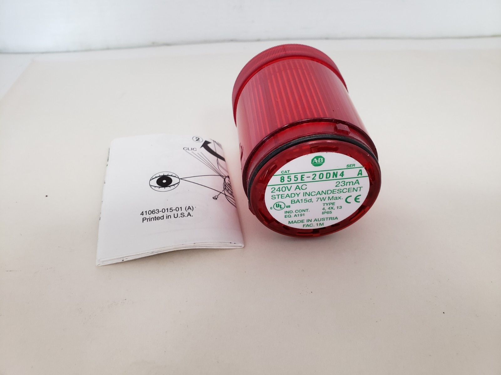 ALLEN BRADLEY 855E-20DN4 CONTROL TOWER STACK LIGHT RED SERIES A NNB