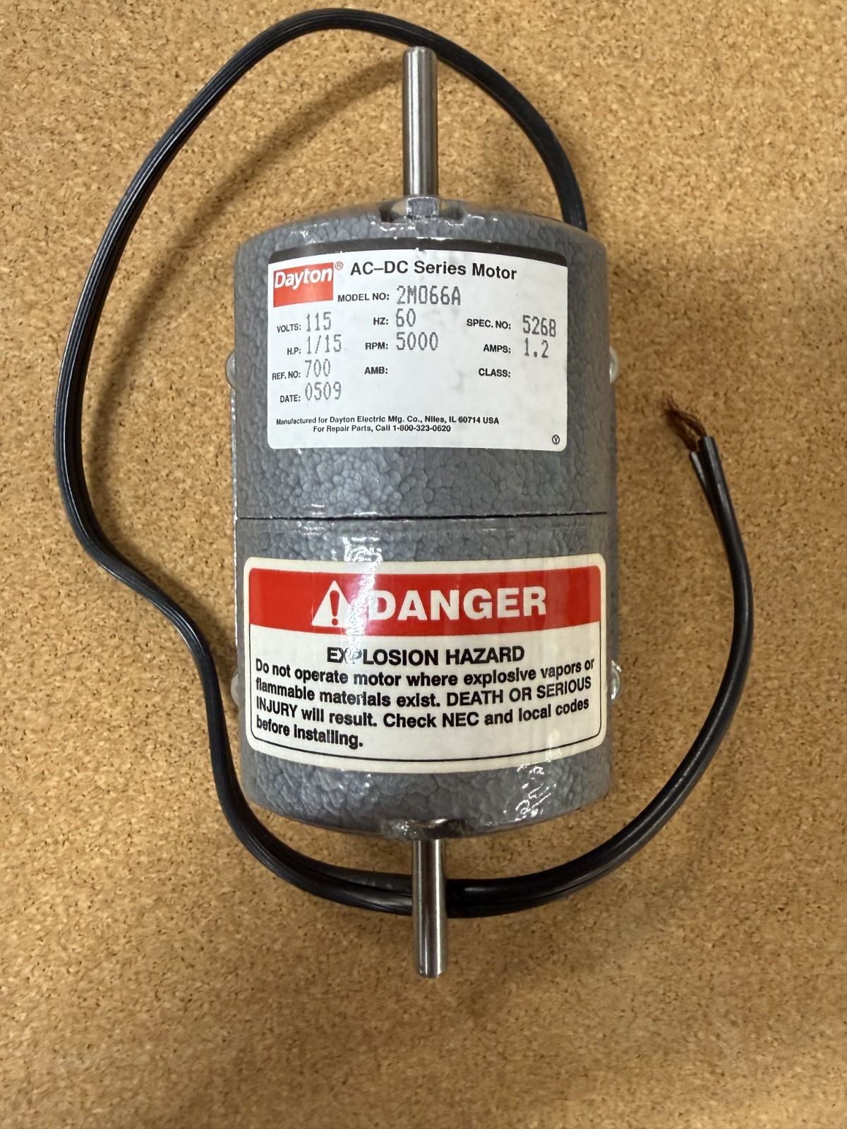 Dayton 2M066A Electric Motor (1/15 HP , 115volts, 5000RPM, CCW Rotation)USA MADE