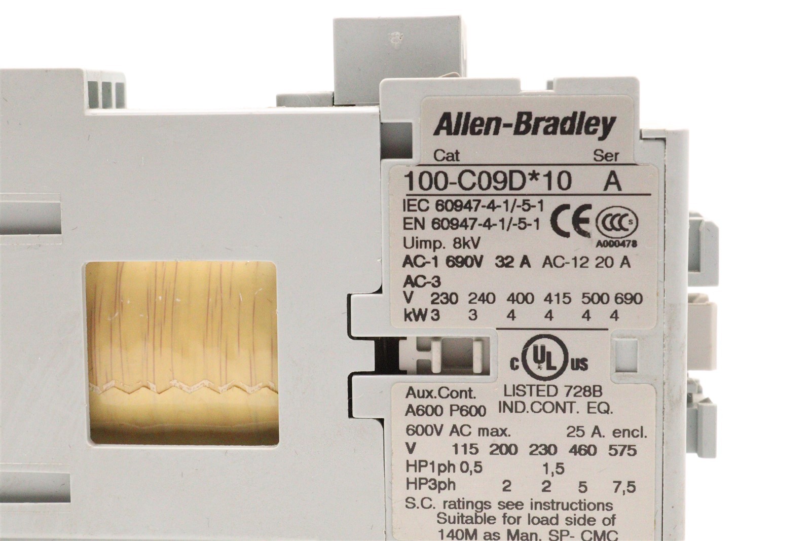ALLEN BRADLEY CONTACTOR 24VDC COIL 100-C09D*10/A
