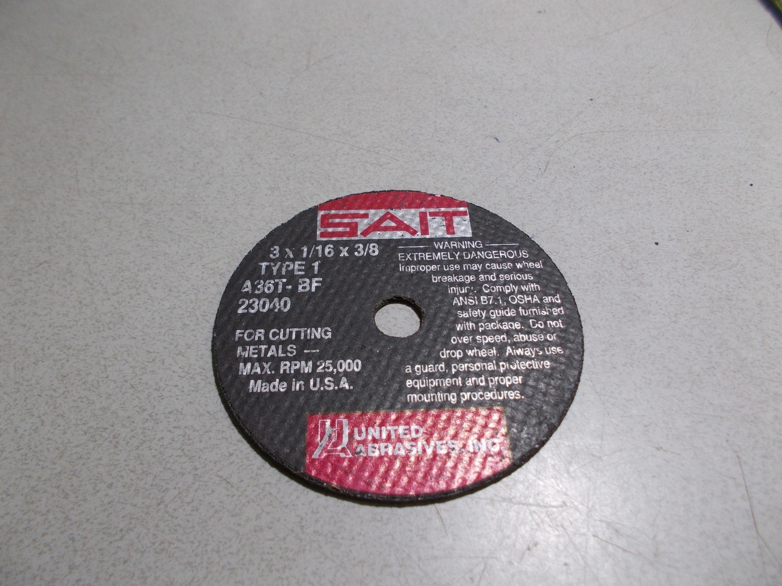 NEW Sait 3X 1/16×3/8 Type 1 A36T-BF 23040 Cut Off Wheel *FREE SHIPPING*