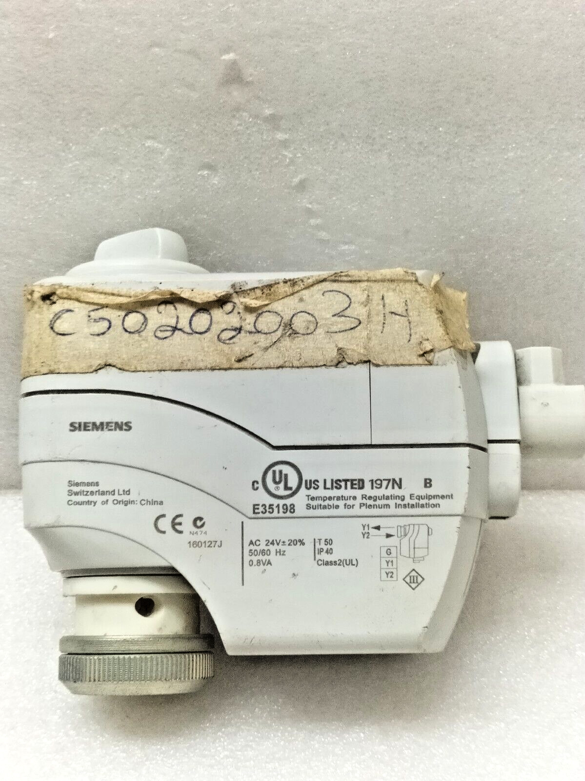 SIEMENS SSC819 ELECTROMOTORIC ACTUATOR 24VAC 50/60 Hz 0.8VA IP40