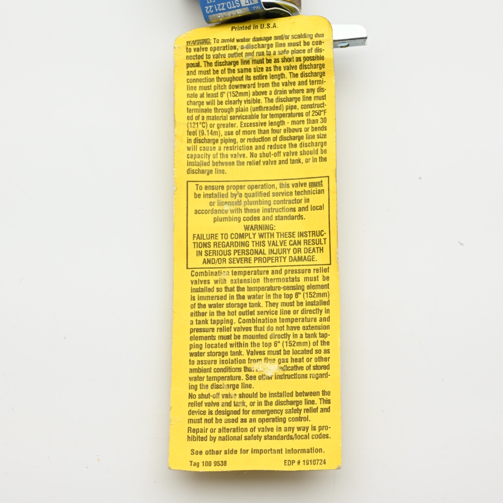 Watts Regulator M7 STD.Z21.22 3/4in Relief Valve 150PSI 210F