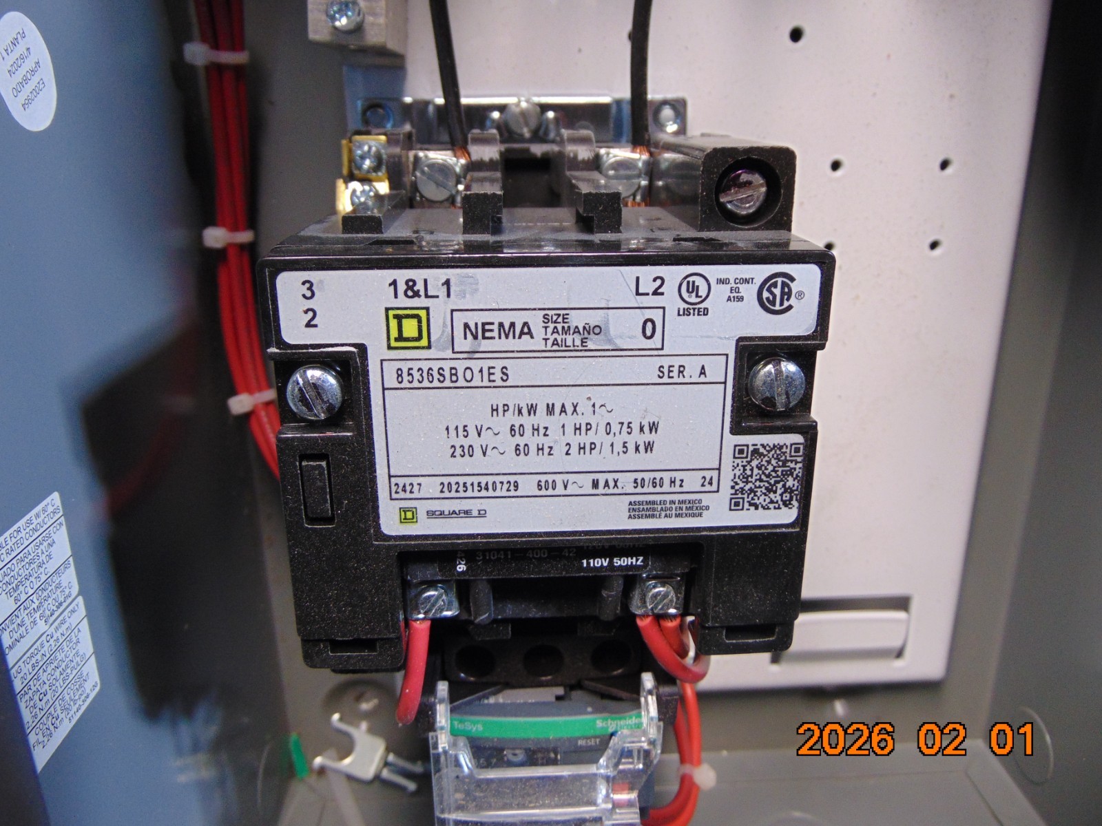 SQUARE D 8538SBG63V02CE4120P1P2SY74 SER K 30A 30 AMP MOTOR STARTER DISCONNECT