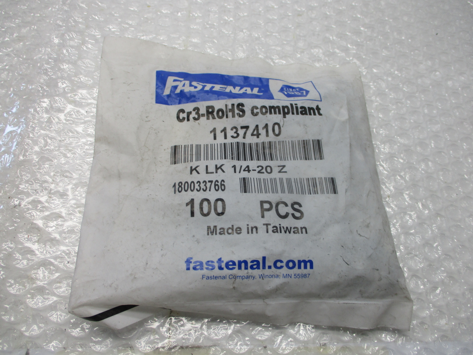 FASTENAL K-LK-1/4-20Z PKG OF 100 NSMP