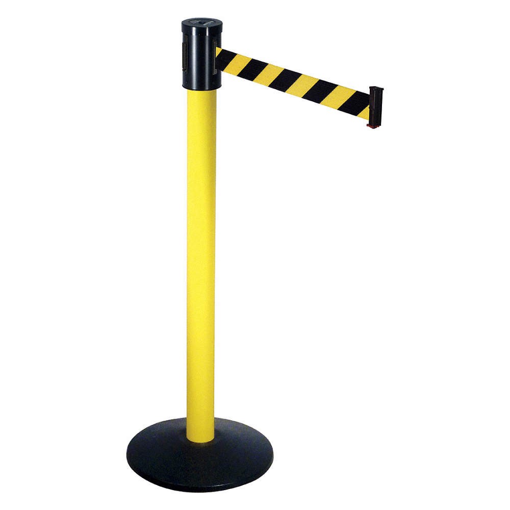 RETRACTA-BELT 321YA-BYD Barrier Post with Belt,40 In. H,Sloped 20YU07