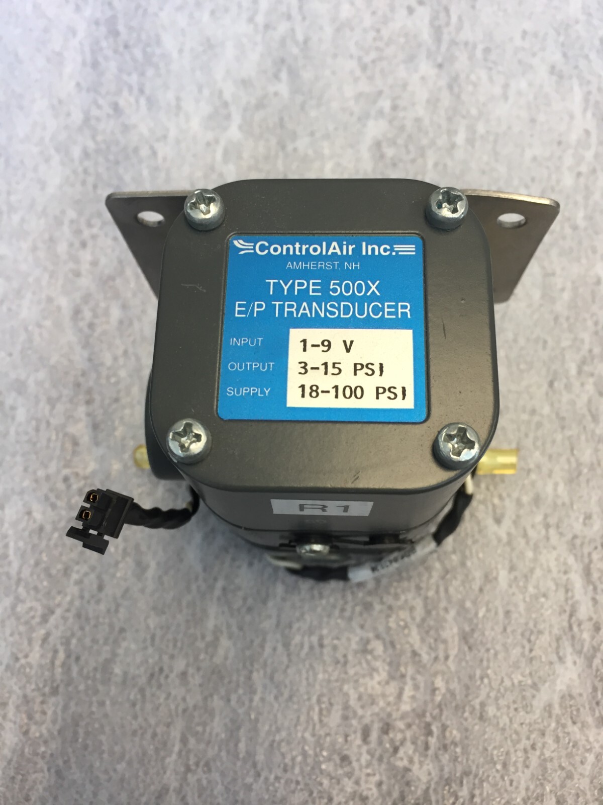 CONTROL AIR TYPE 500X E/P TRANSDUCER INPUT 1-9V OUTPUT 3-15 PSI SUPPLY 18-100PSI