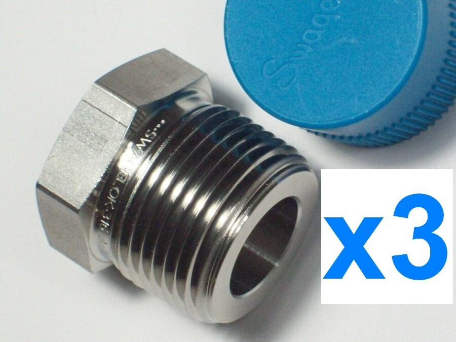 x3 NEW Swagelok SS-12-RB-6 Reducing Bushing, 3/4in Male NPT x 3/8in Female NPT