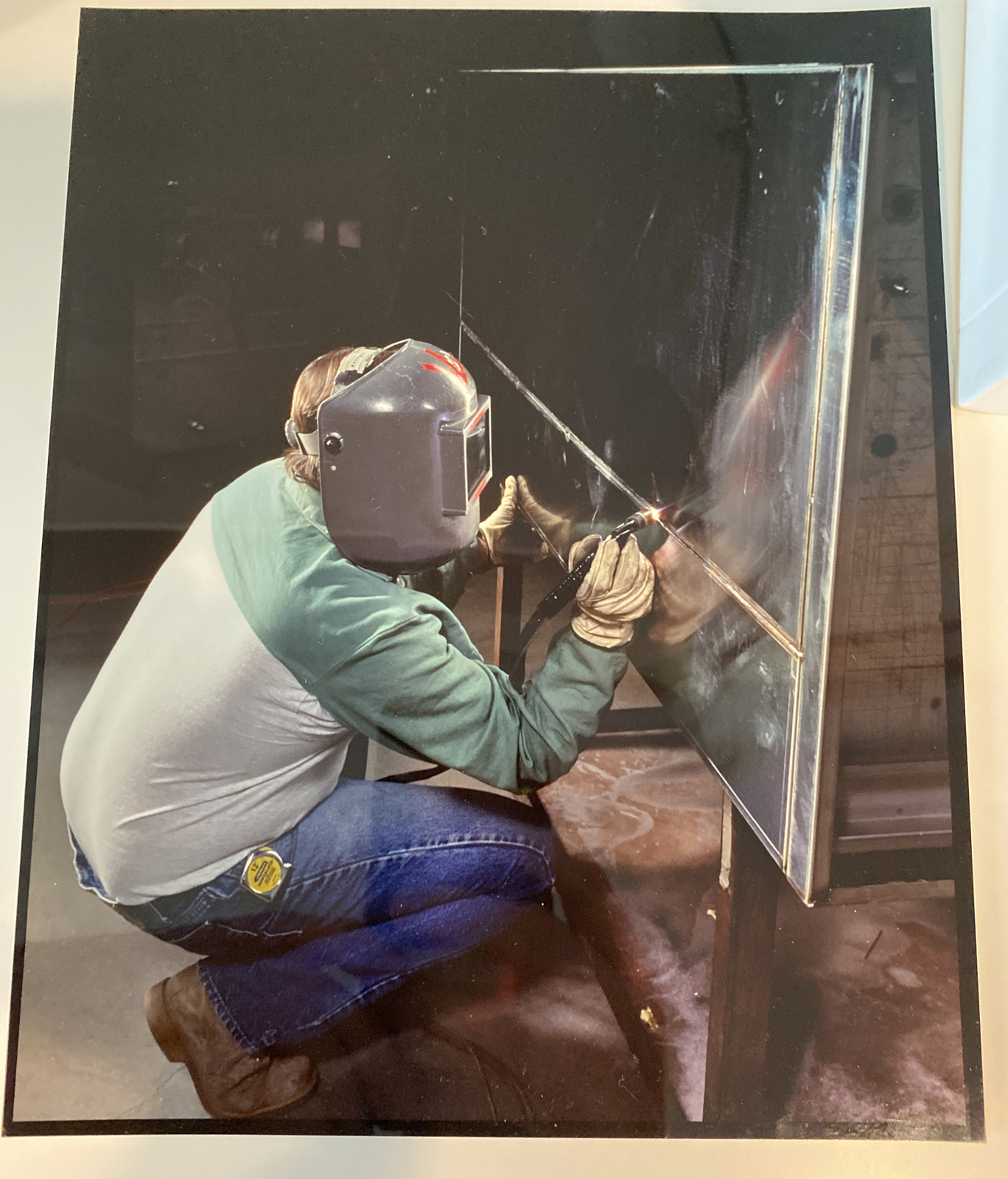 Vtg Color 8 x 10 Glossy Photograph of a MIG Welder Metalworking Plate Welding