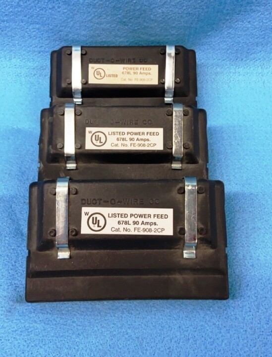 DUCT-O- WIRE CO POWER FEED, 678L 90 AMPS, FE-908-2CP, ** LOT OF 3 **
