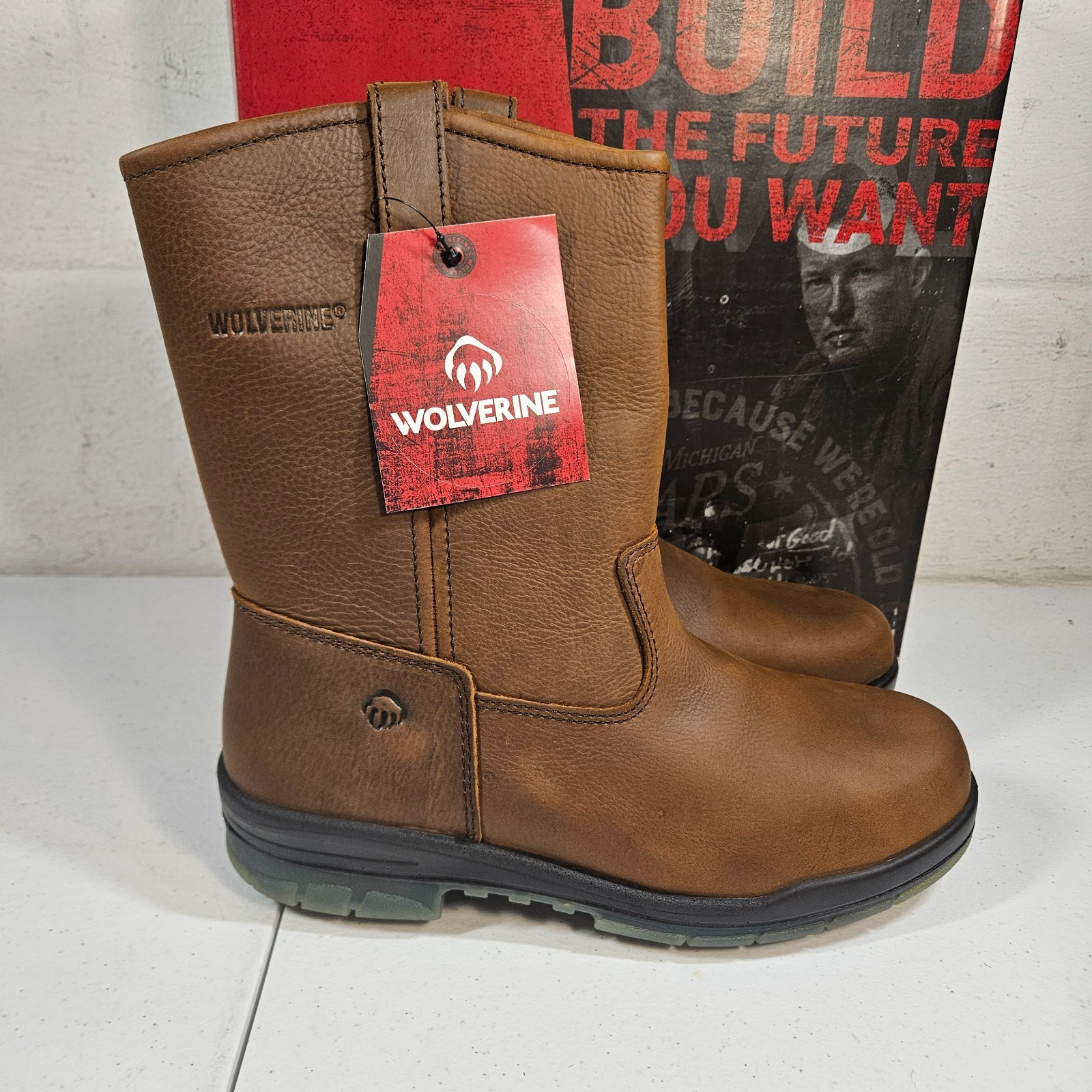 Wolverine Men’s Steel Toe W03258 DuraShocks Wellington Stone 9.5 M New