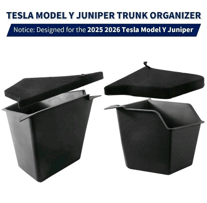 Tesla Model Y Juniper Rear Trunk Storage Bins 2025 2026 Organizer W/ Cover TPE