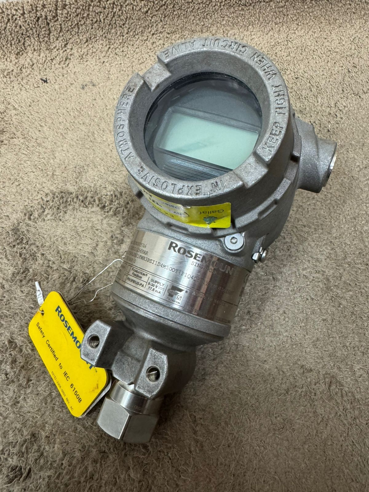 Rosemount / Pressure Transmitter / 3051TG4 / WP 3705PSI-256BAR / Cal. 0-235BAR G