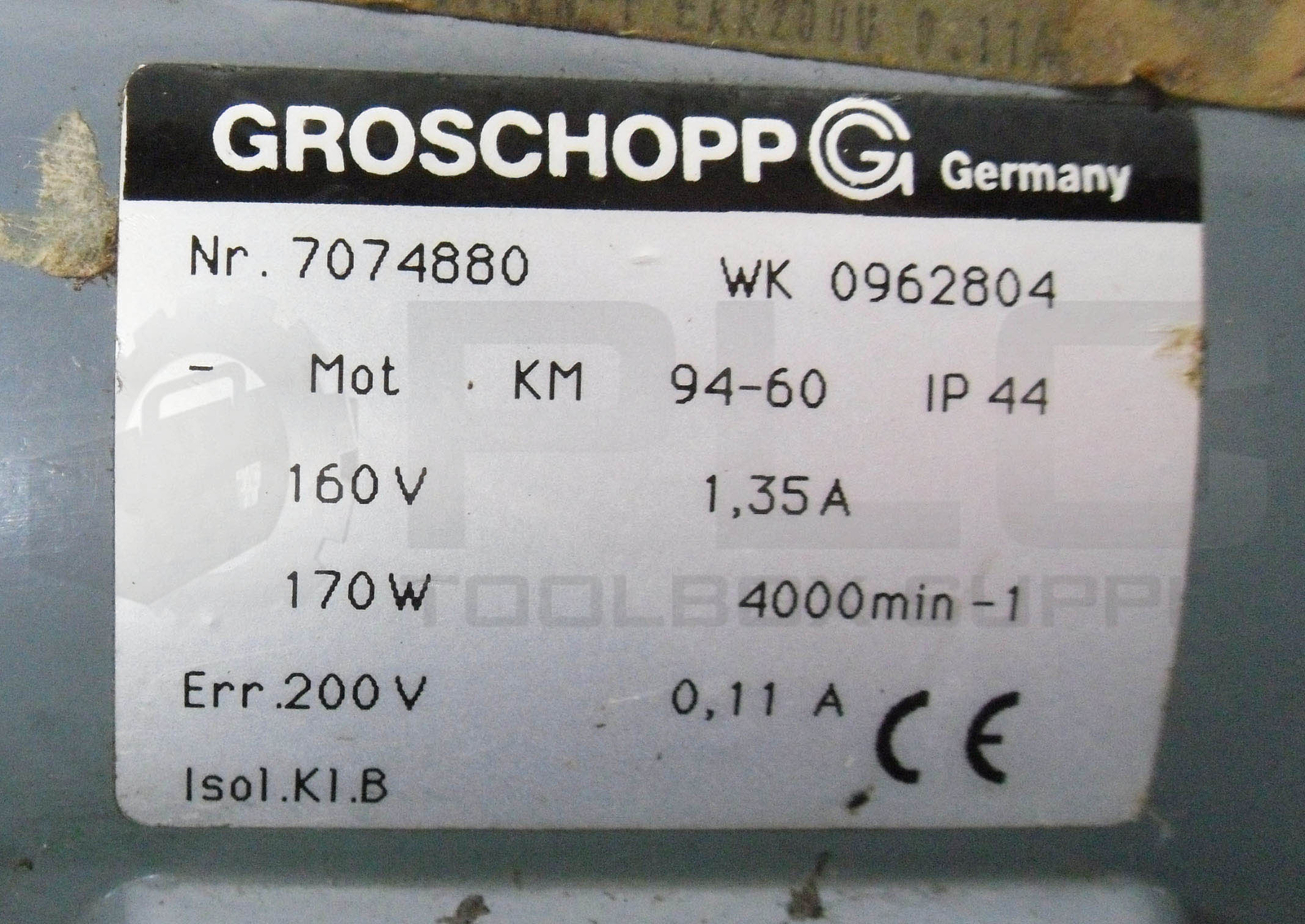 GROSCHOPP 7074880 WORM GEAR MOTOR **FOR PARTS NOT WORKING**