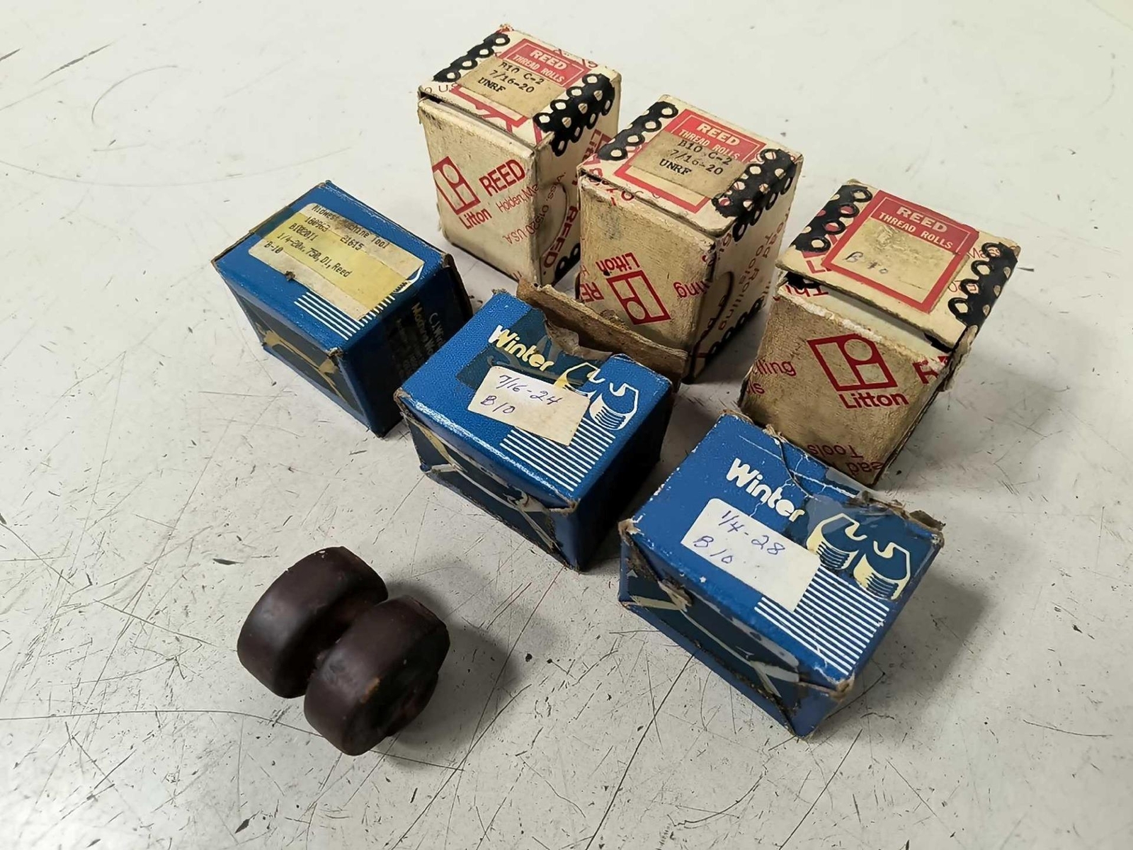 (7) B10 Thread Roll Dies, Reed & Winter, 7/16 20 & 24 UNRF, 1/4 20 & 28 + More