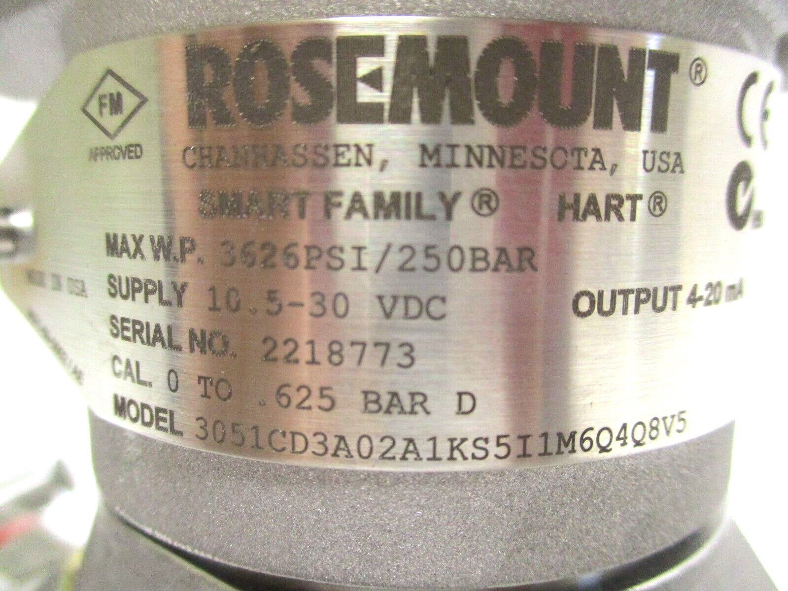 ROSEMOUNT, HART, SST DIFFERENTIAL PRESSURE TRANSMITTER, 3051CG3A02AKS5I1M6Q4Q8V5